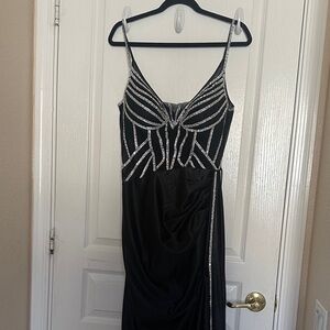 Glamorous Black and Silver Strappy Dress